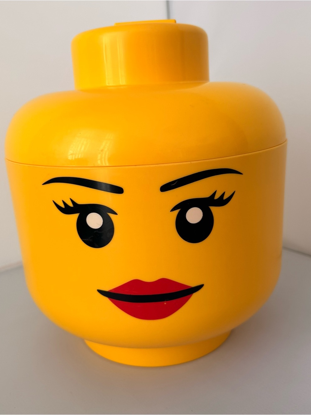 Large Lego girl head storage case